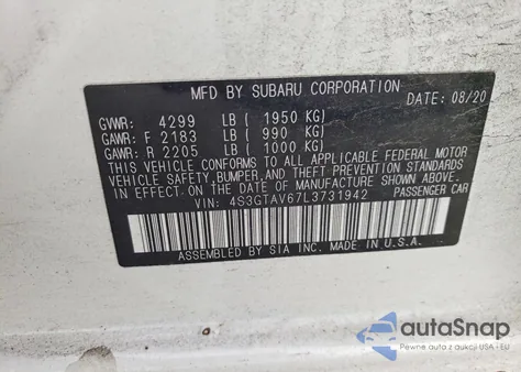 2020 Subaru Impreza Premium z USA, uszkodzony, nr VIN 4S3GTAV67L3731942